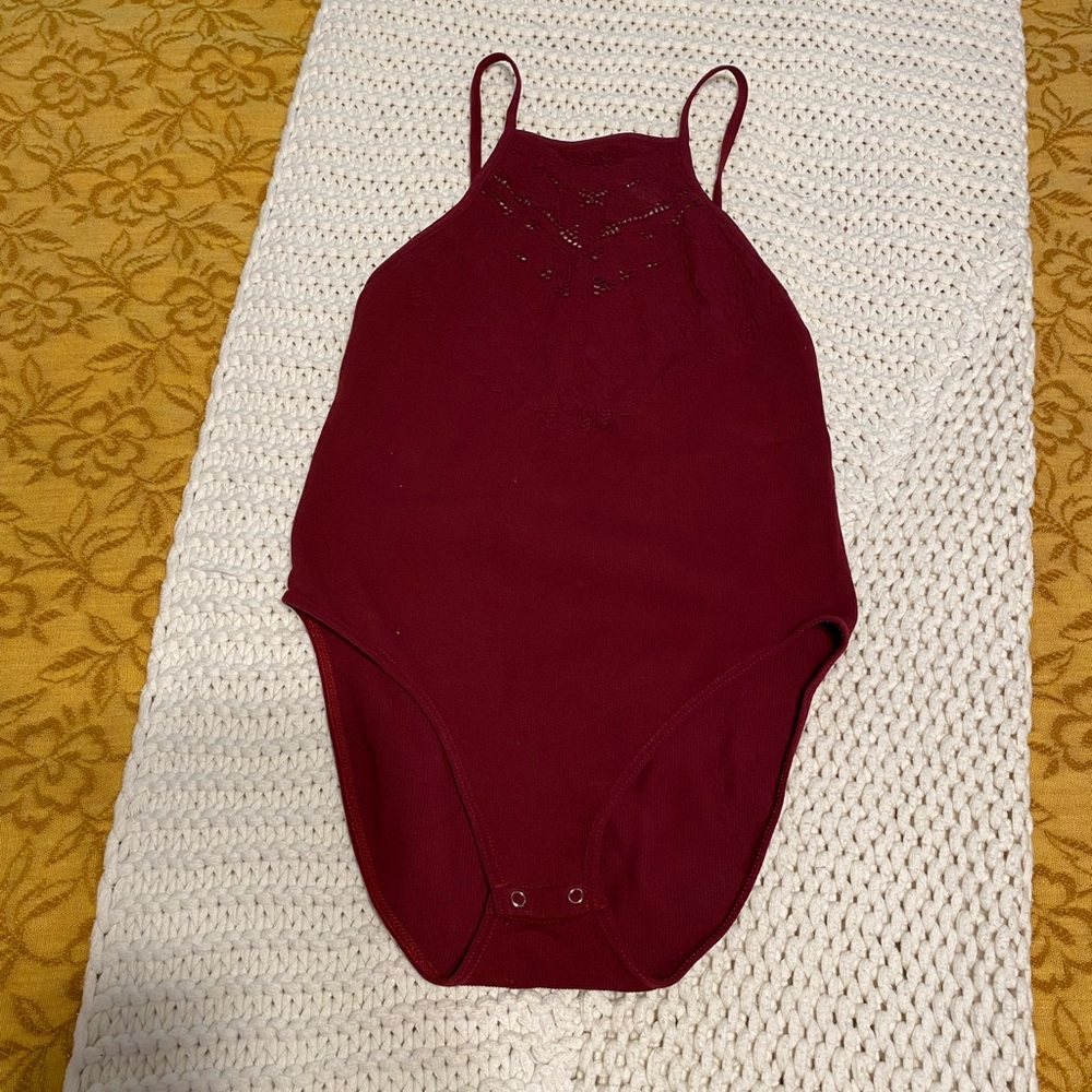Free People Burgundy Bodysuit